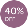 Purple circle with '40% OFF' text in white.