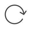 A thin, dark gray circular arrow pointing clockwise, commonly used as a refresh icon.