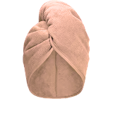 A light brown, waffle-textured hair towel wrap, twisted at the front.