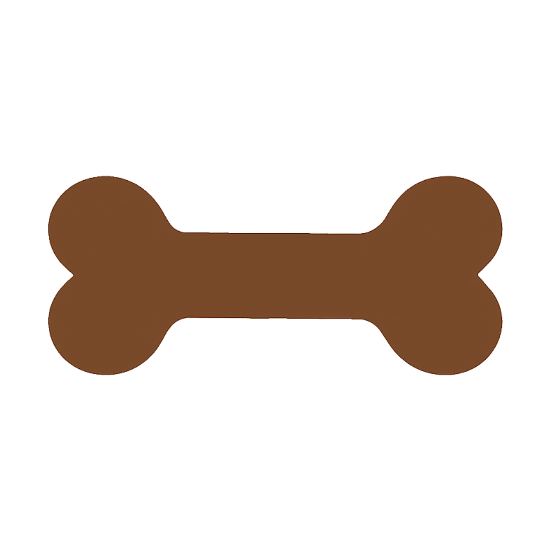 Brown dog bone icon on a transparent background.