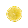 Slice of a yellow lemon on a plain background.