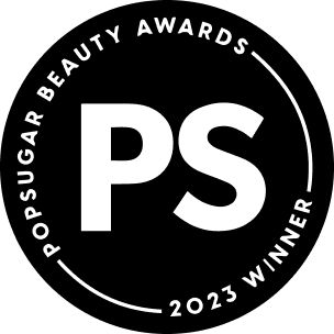 Circle logo with 'PS PopSugar Beauty Awards 2023 Winner' text.