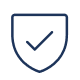 A dark blue icon of a shield with a checkmark inside.