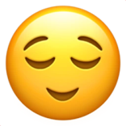 A yellow emoji with closed eyes and a gentle smile, conveying a sense of relief or peace.