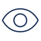 A simple, pixelated blue outline of an eye on a black background.