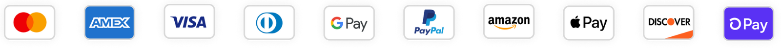 Icons of various payment methods including Mastercard, Amex, Visa, and PayPal.