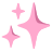 Three pink sparkles on a transparent background.