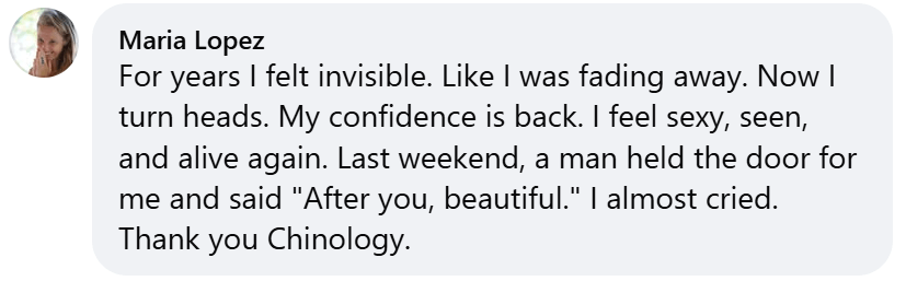 Text message discussing gaining confidence and feeling visible, with a small profile picture.