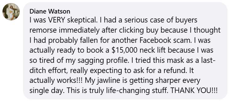 Text review praising a skincare product for clearing acne.