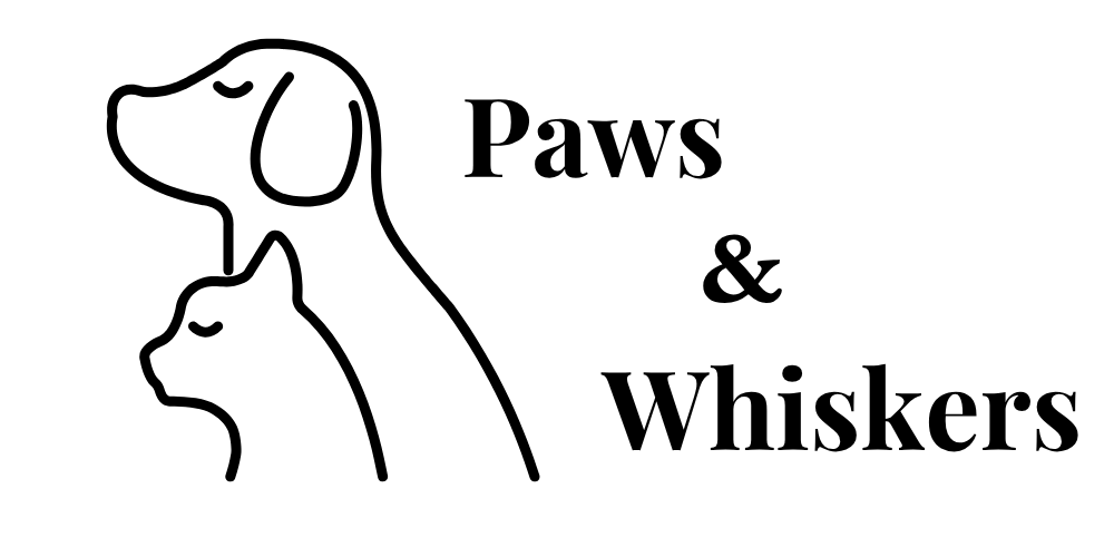 Outline of a dog and cat with 'Paws & Whiskers' text.