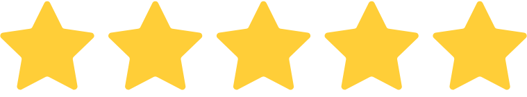 Five yellow stars in a row on a white background.
