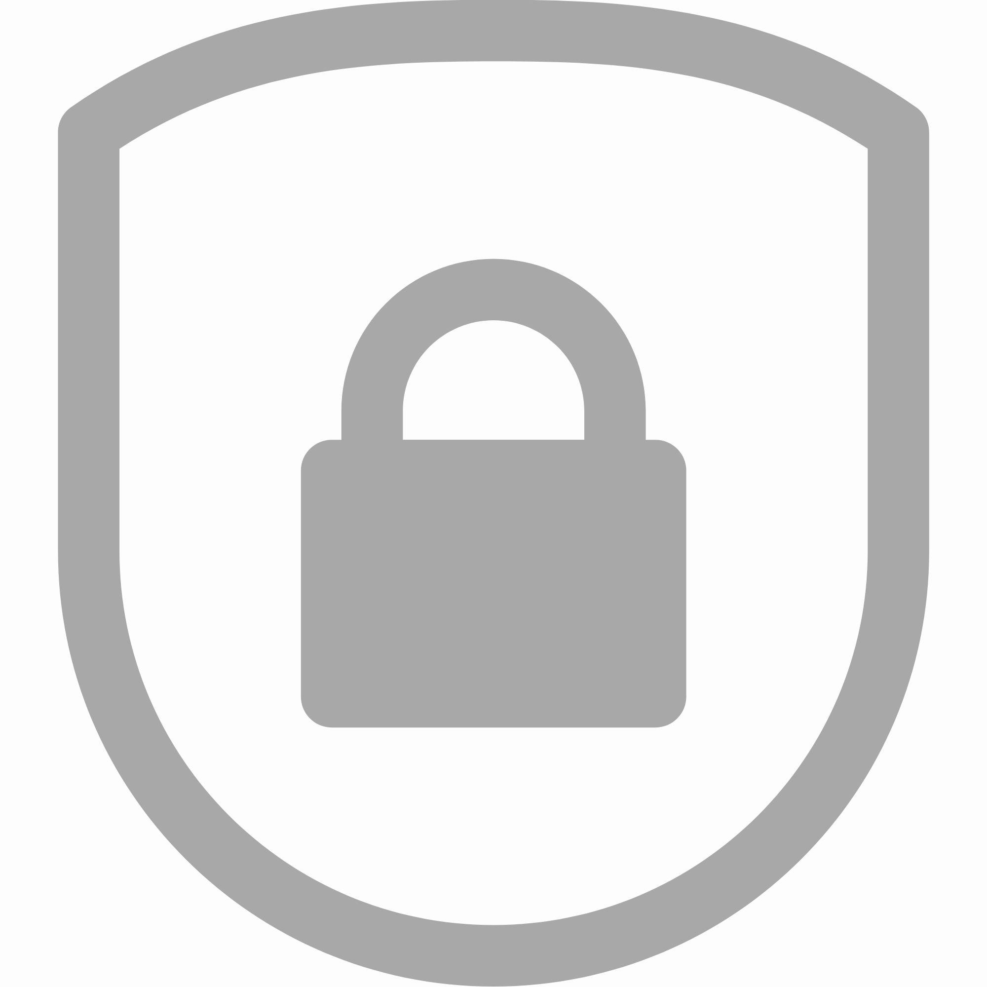 Gray padlock inside a shield icon, symbolizing security.