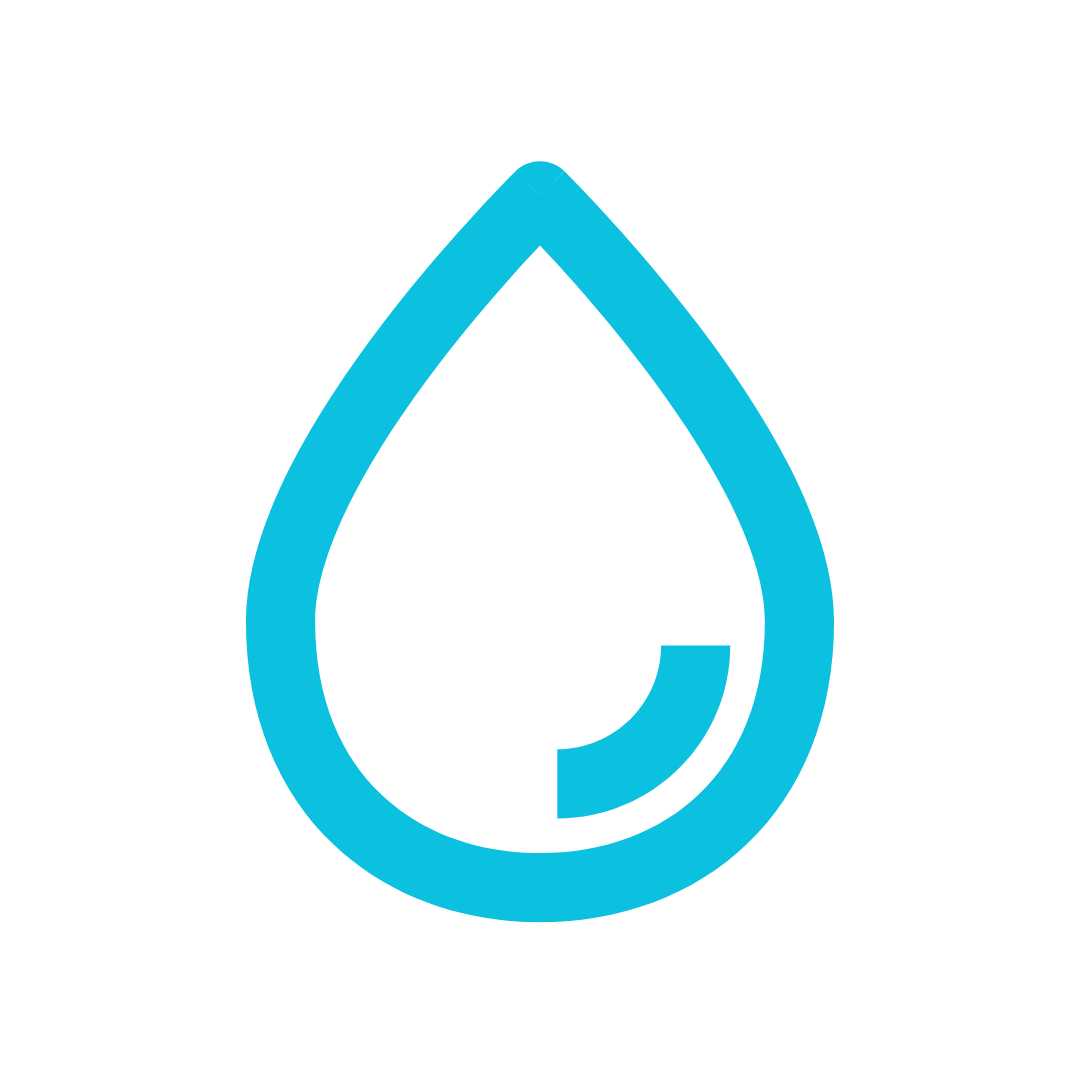 A stylized, light blue water droplet icon with a smaller droplet inside, on a white background.