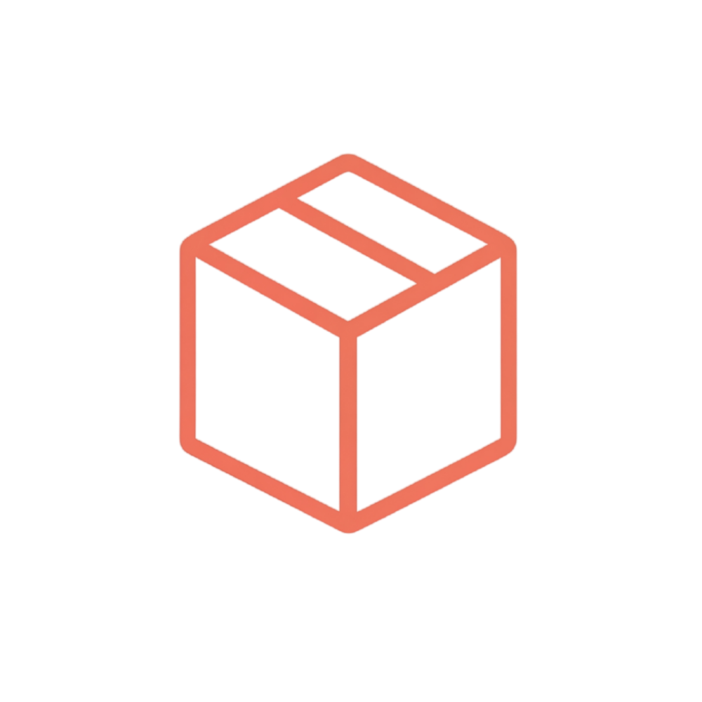 A line art icon of a sealed cardboard box.