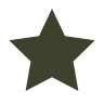 A solid, dark olive green five-pointed star icon on a white background.
