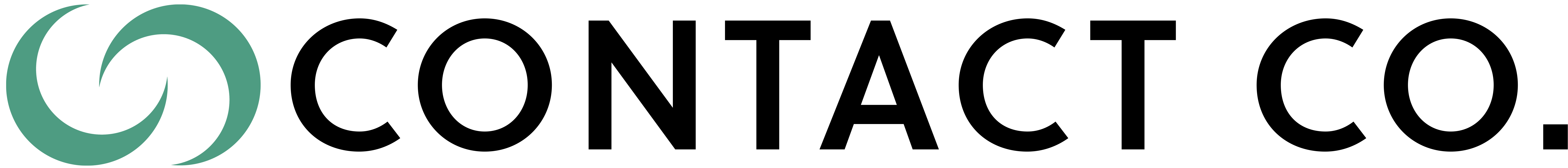 Logo with overlapping teal arcs and black text 'CONTACT CO.'