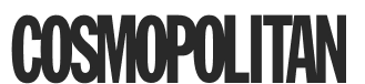 The word 'COSMOPOLITAN' in a black, bold, sans-serif font on a green background.