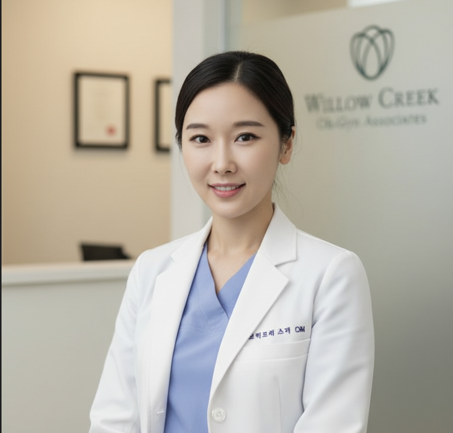 A doctor smiling, wearing a white coat and stethoscope.