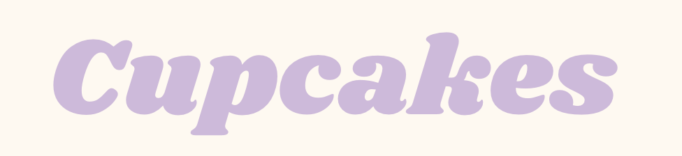 Text 'Cupcakes' in purple on a light background.