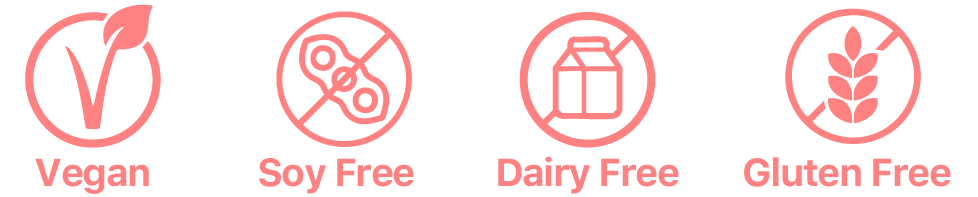 Vegan, soy free, gluten free.