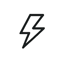 Black lightning bolt icon on a white background.