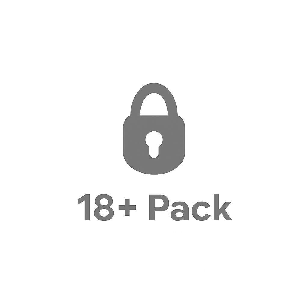 Gray padlock icon with '18+ Pack' text below.