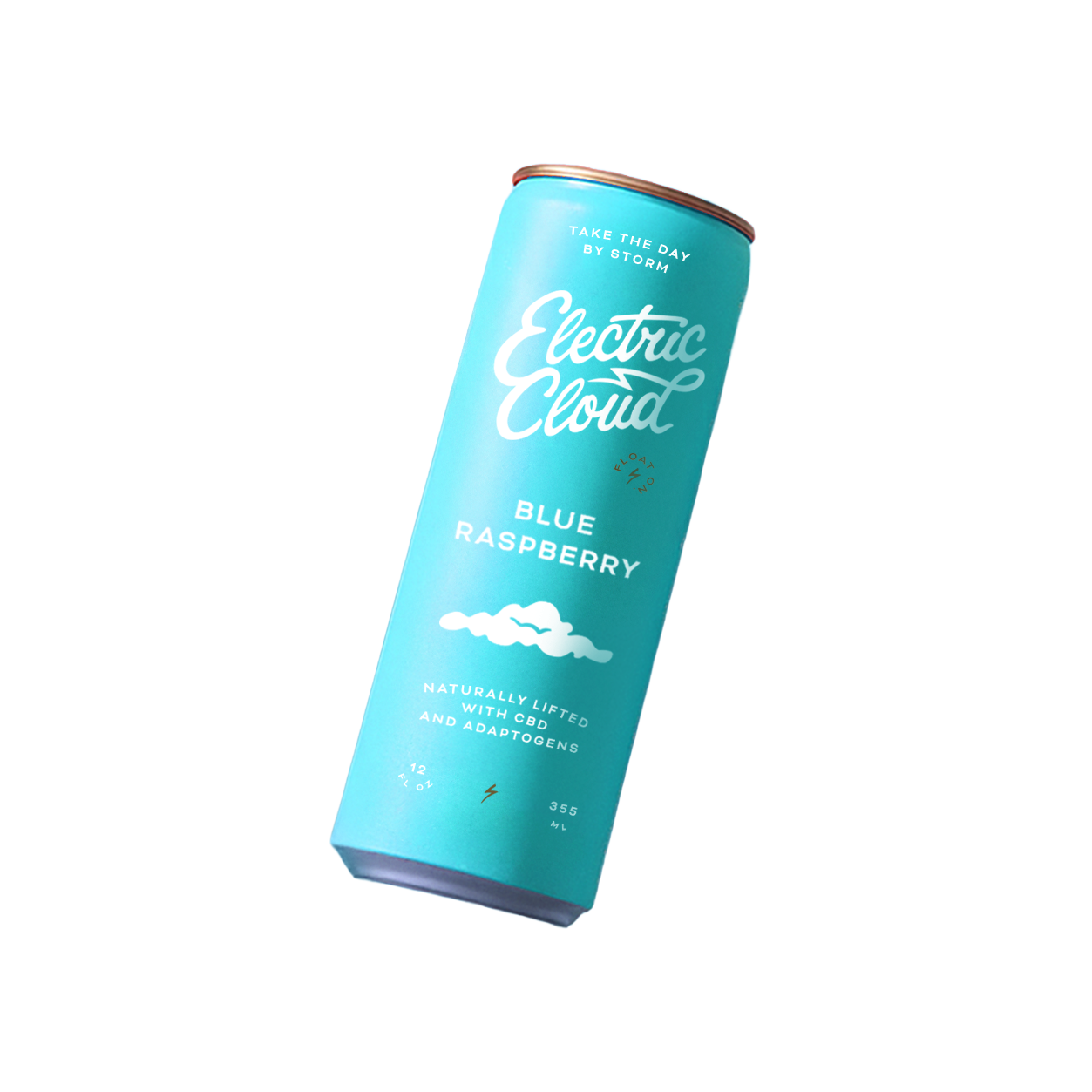 Blue raspberry flavored drink can labeled 'Electric Cloud' on a blue background.