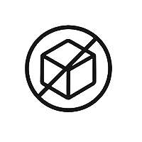Icon of a cube with a diagonal line through it.