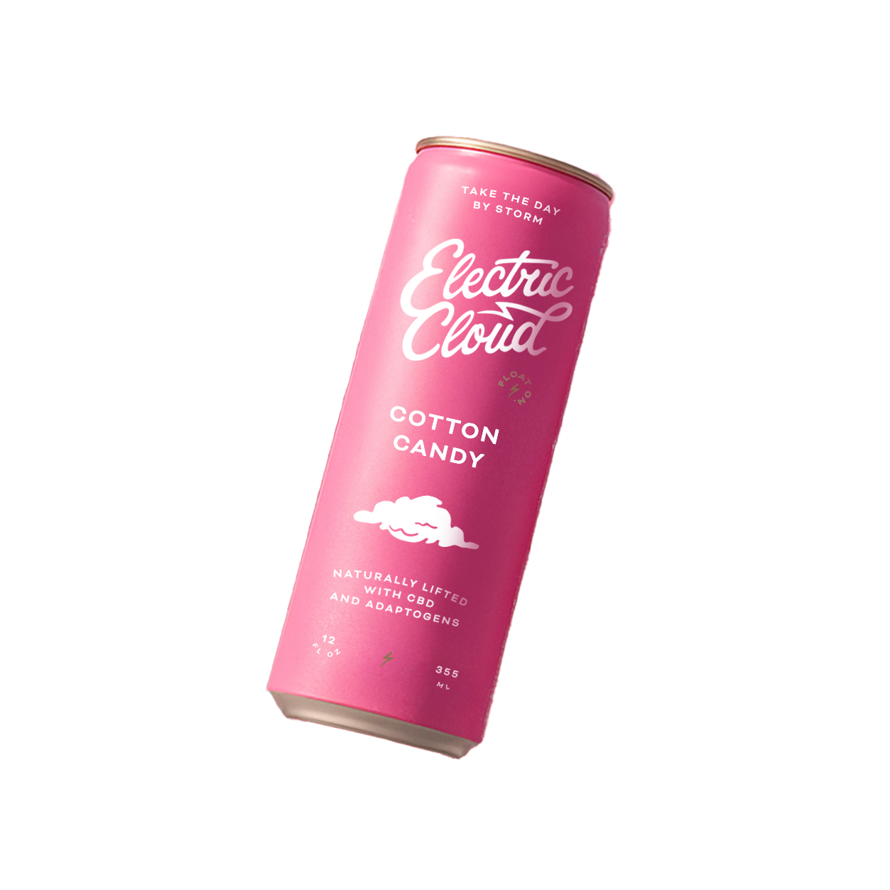 Pink can labeled 'Electric Cloud Cotton Candy' with cloud graphic.