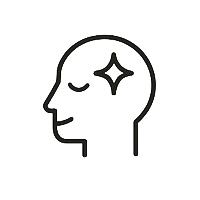 Outline of a head with a star inside, symbolizing mental clarity.