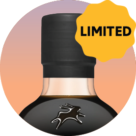 The top of a dark bottle with a silver rabbit logo and a yellow 'LIMITED' sticker.