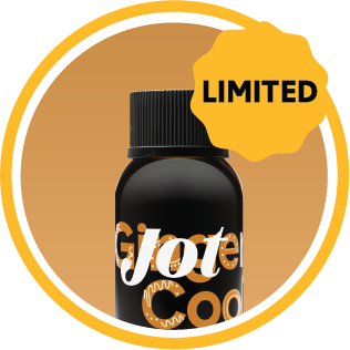 Black bottle labeled 'Jot' with 'LIMITED' badge on an orange background.