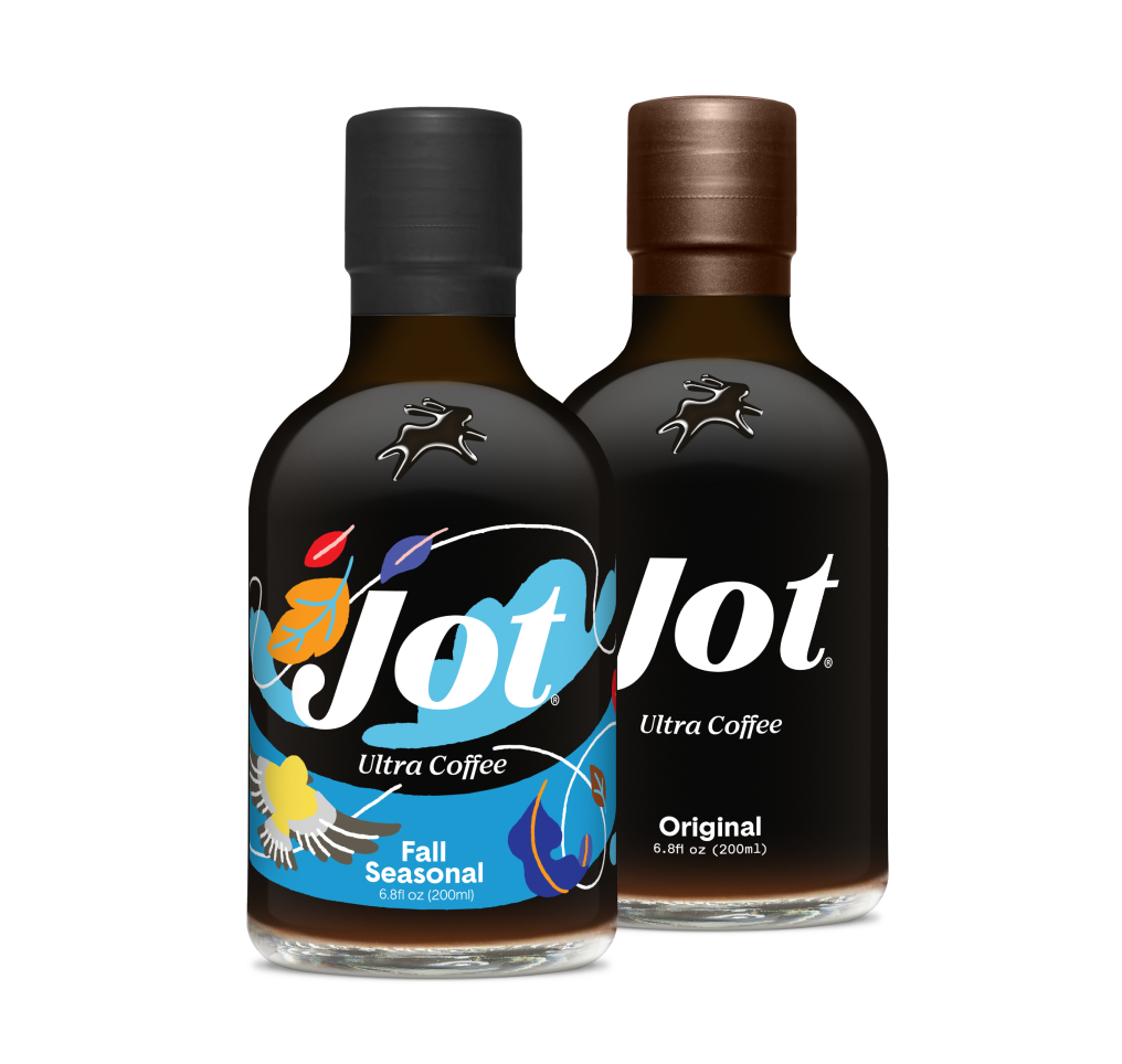 Two Jot Ultra Coffee bottles, Fall Seasonal and Original.