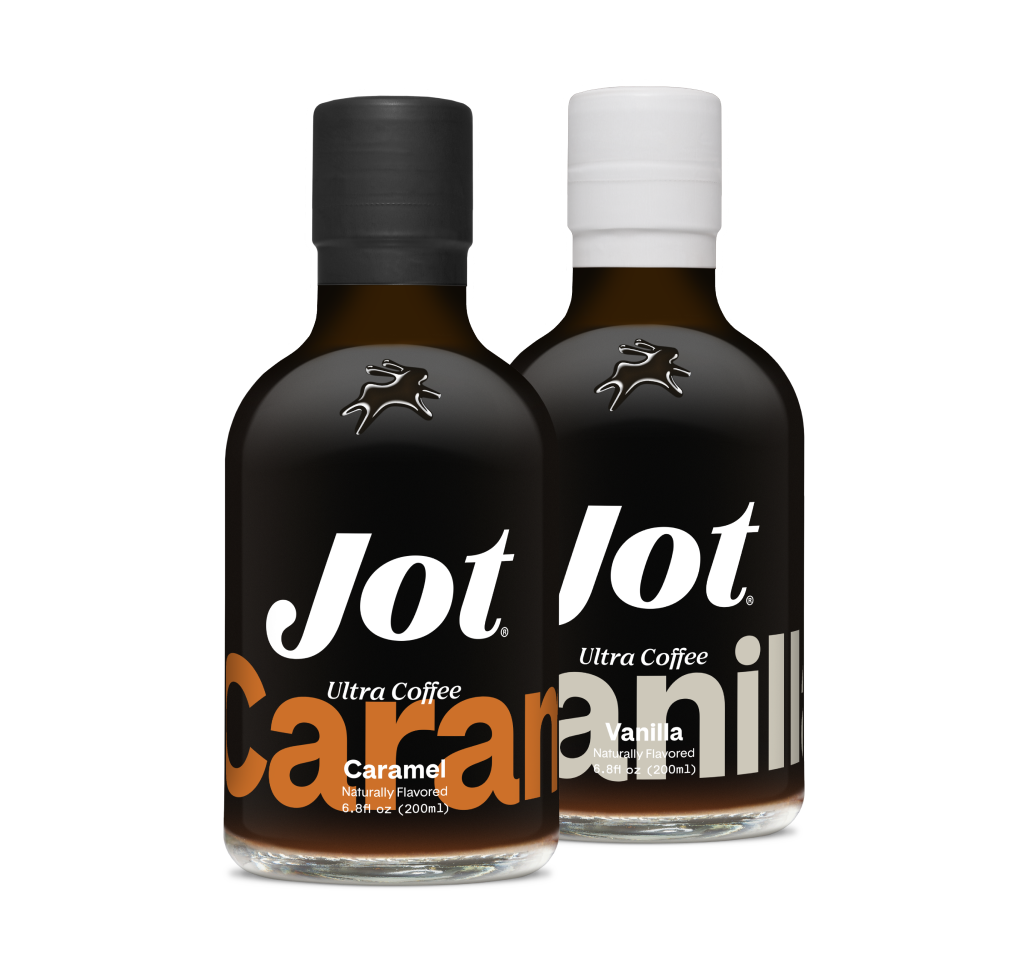 Two bottles of Jot Ultra Coffee, Caramel and Vanilla flavors.