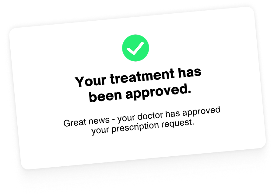 Message indicating treatment approval with a green checkmark icon.