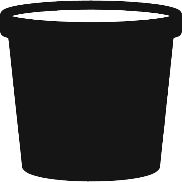 Black silhouette of a bucket.