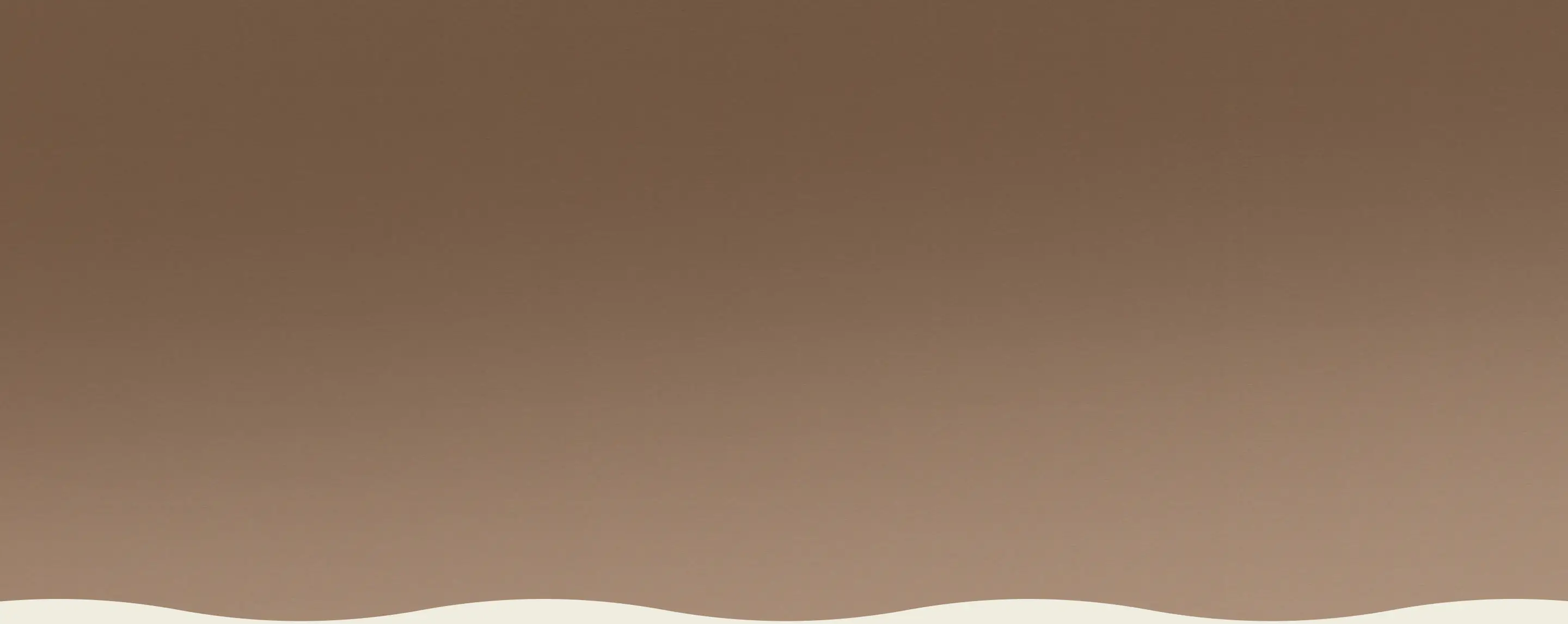 Brown gradient background with a wavy white bottom edge.