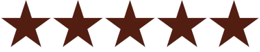 A graphic of five solid brown stars arranged in a horizontal row.
