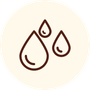 Three brown water droplets on a beige background.