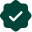 A dark green, star-shaped badge with a white checkmark in the center.