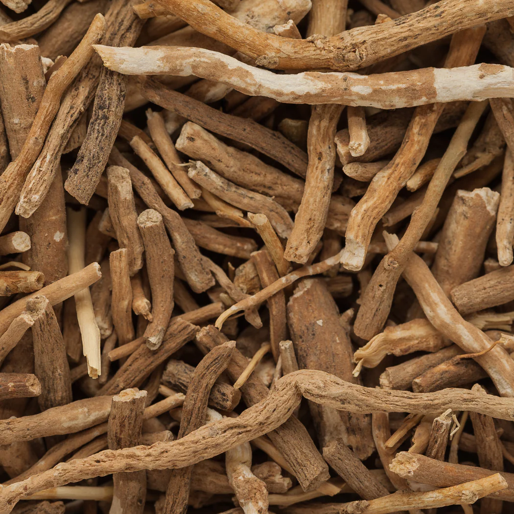 Close-up of a pile of dried brown roots or twigs.