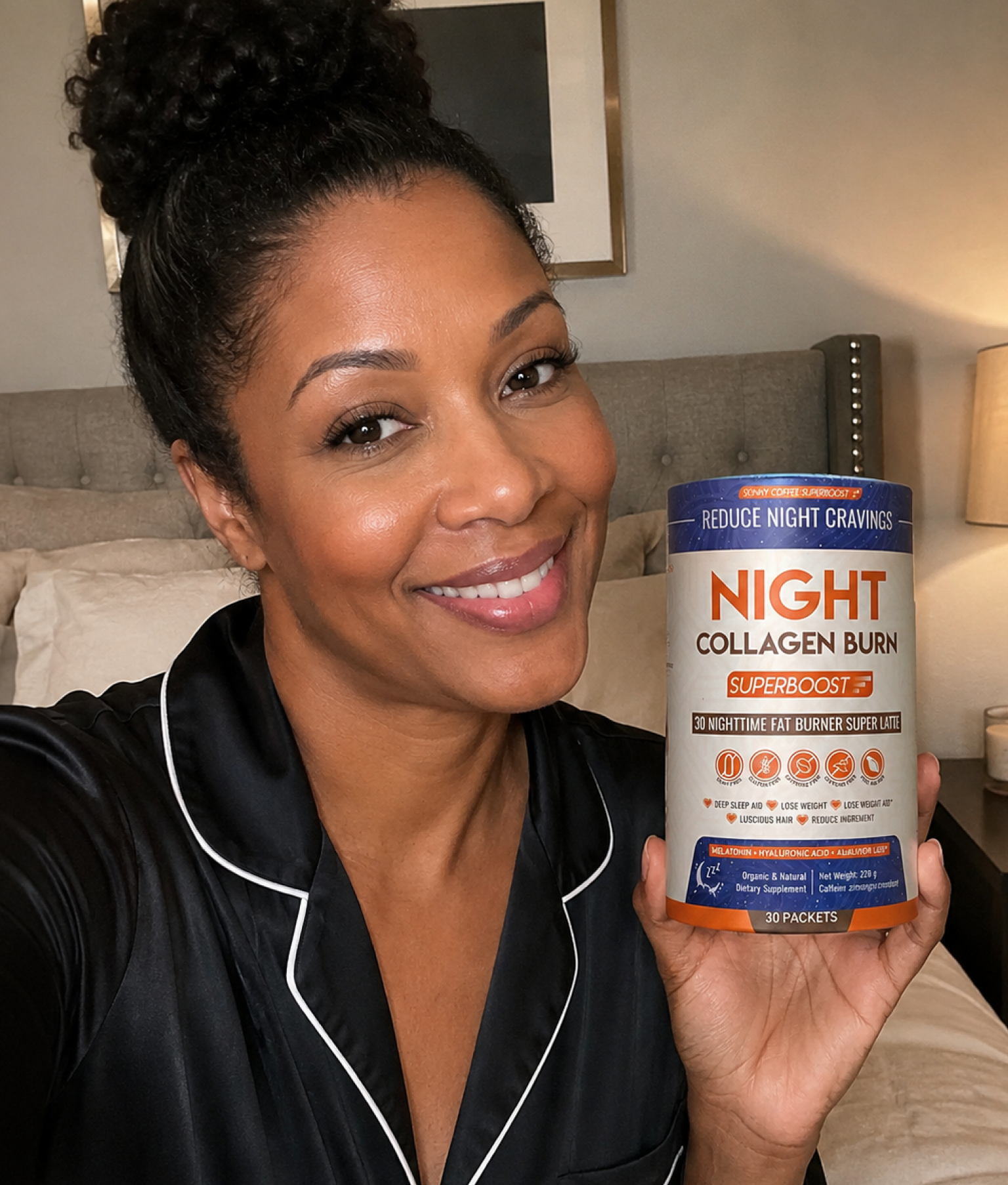 Afro American Woman with Night Collagen Burn