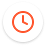 An orange clock icon inside a white circle.