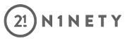 The 21Ninety logo in grey text on a black background.