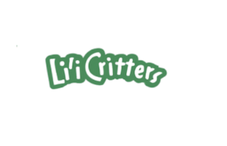 'Blue 'L'il Critters' logo with playful font.'