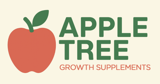 Logo with an apple and text 'Apple Tree Growth Supplements.'