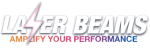 Logo with text 'Laser Beams' and 'Amplify Your Performance' in colorful font.