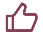 A maroon outline of a heart with two hands intertwined inside.