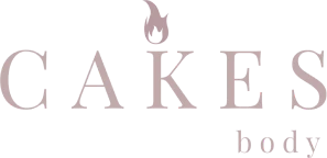 A word 'CAKES' with a stylized flame above the letter 'A'.