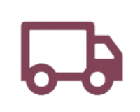A simple maroon line drawing of a delivery truck.